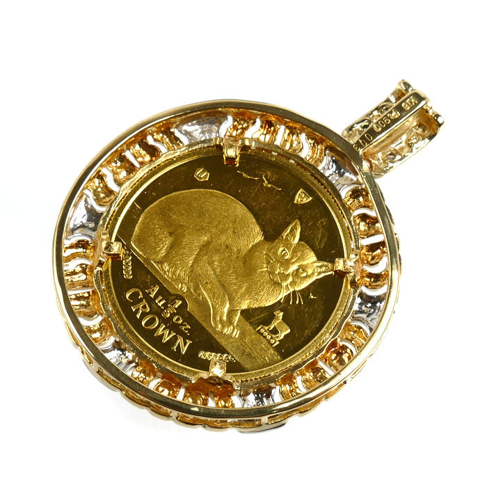 K24YG/K18YG/Pt900 マン島 1/5OZ ペンダントトップ ダイヤモンド0.03ct 13.3g ユニセックス【中古】
