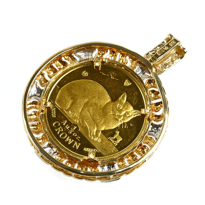 K24YG/K18YG/Pt900 マン島 1/5OZ ペンダントトップ ダイヤモンド0.03ct 13.3g ユニセックス【中古】