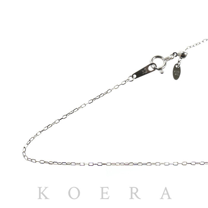 K18WG ホワイトゴールド ネックレス 小豆 1.1g ～45cm フリーチェーン レディース【中古】