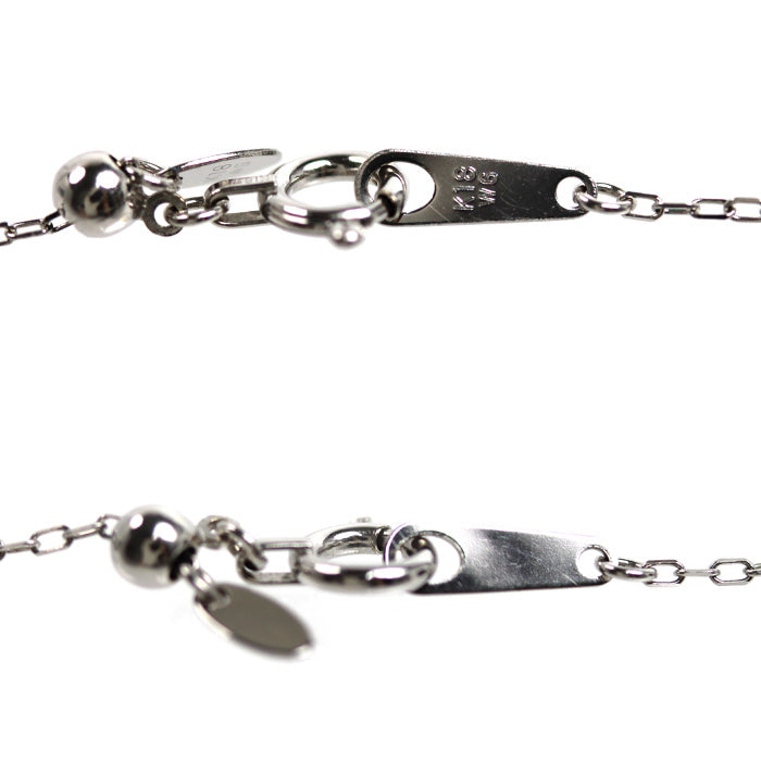 K18WG ホワイトゴールド ネックレス 小豆 1.1g ～45cm フリーチェーン レディース【中古】