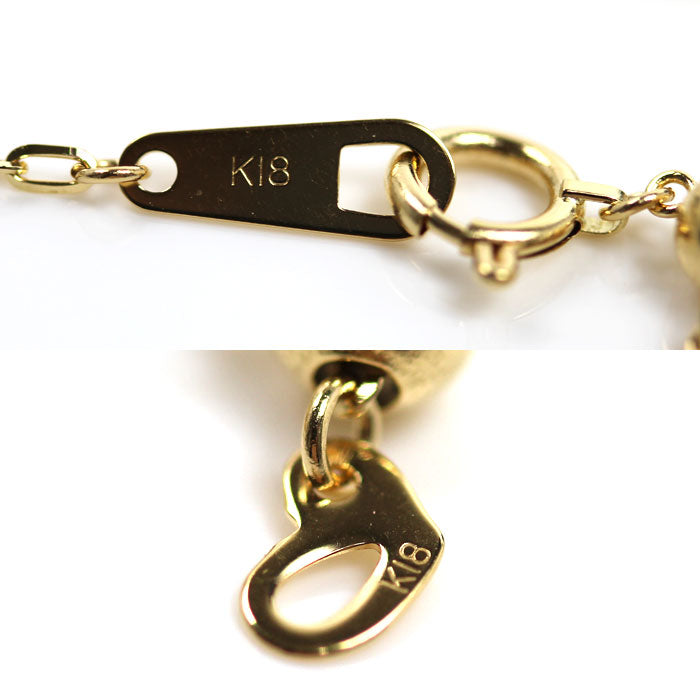 K18YG イエローゴールド ネックレス 小豆 3.3g ～70cm フリーチェーン ロング レディース【中古】