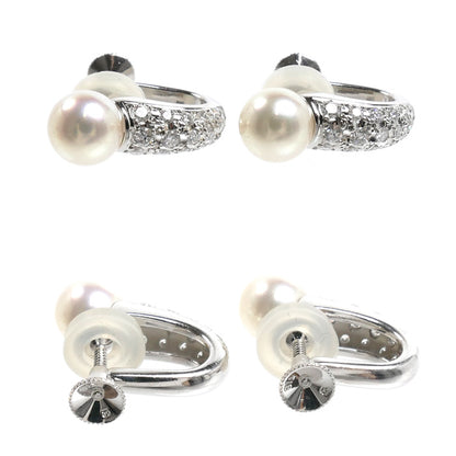 MIKIMOTO ミキモト K18WG ホワイトゴールド イヤリング ダイヤモンド パール約7mm 6.5g レディース【中古】