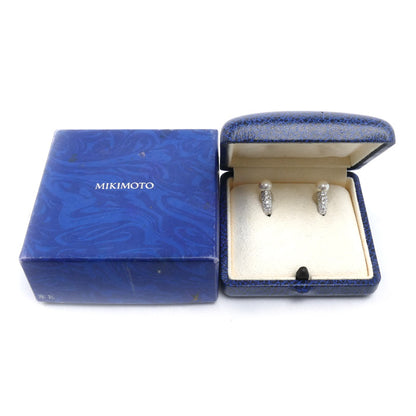 MIKIMOTO ミキモト K18WG ホワイトゴールド イヤリング ダイヤモンド パール約7mm 6.5g レディース【中古】