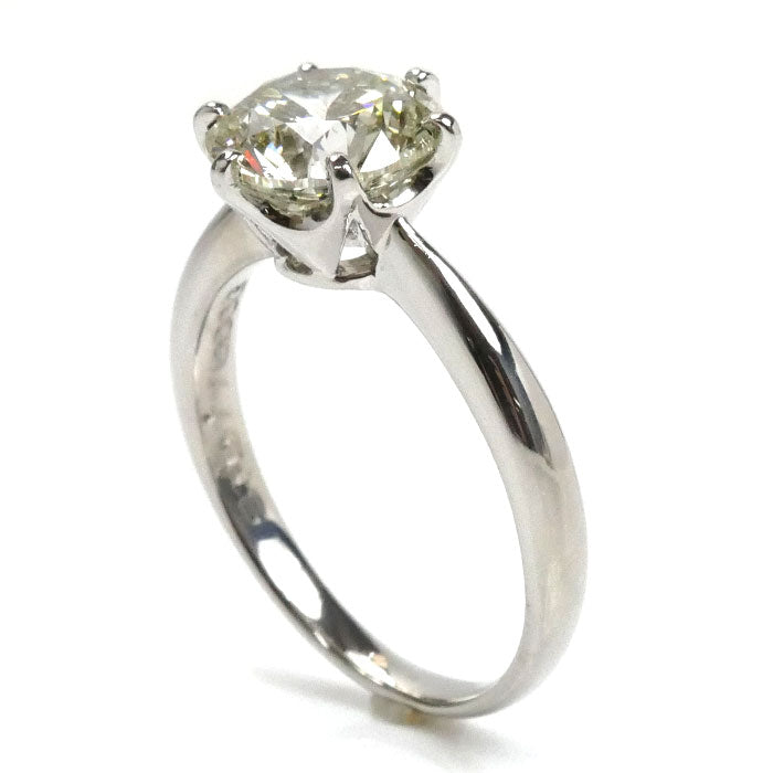 Pt900プラチナ ６本爪 天然ダイヤモンド１粒 リング・指輪 ダイヤモンド3.077ct 18号 6.9g レディース【中古】