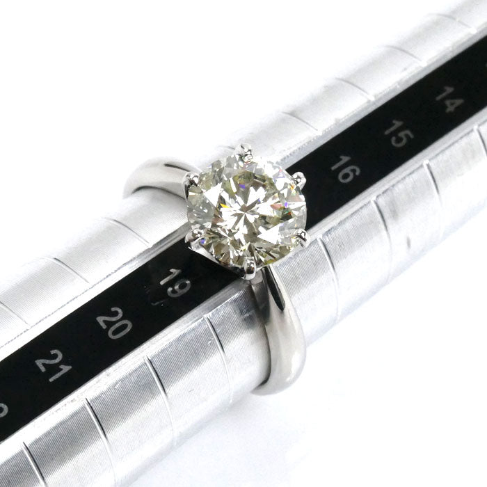 Pt900プラチナ ６本爪 天然ダイヤモンド１粒 リング・指輪 ダイヤモンド3.077ct 18号 6.9g レディース【中古】