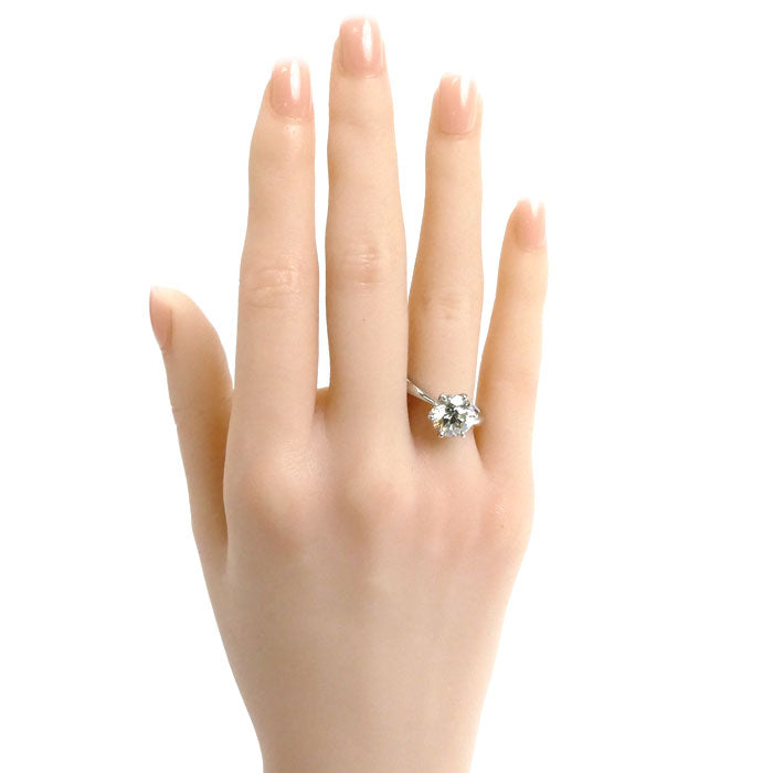 Pt900プラチナ ６本爪 天然ダイヤモンド１粒 リング・指輪 ダイヤモンド3.077ct 18号 6.9g レディース【中古】