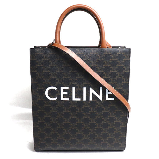 CELINE セリーヌ トリオンフ スモール バーティカルカバ 2Wayショルダーバッグ ブラウン タン 191542 レディース【中古】