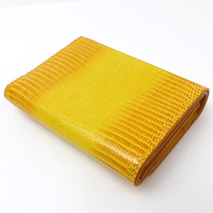 BURBERRY バーバリー TB コンパクトウォレット 三つ折り財布 イエロー 80660021 エンボスレザー レディース【未使用】【買取品】