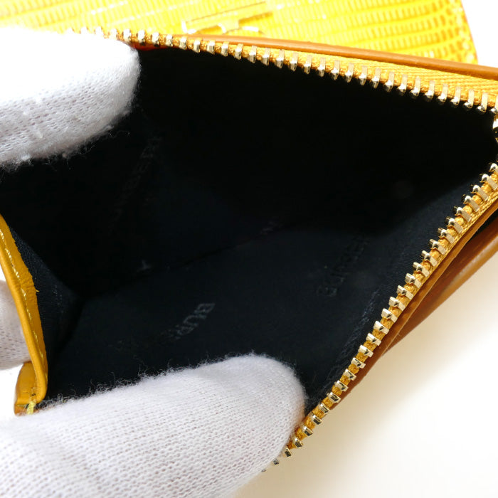 BURBERRY バーバリー TB コンパクトウォレット 三つ折り財布 イエロー 80660021 エンボスレザー レディース【未使用】【買取品】