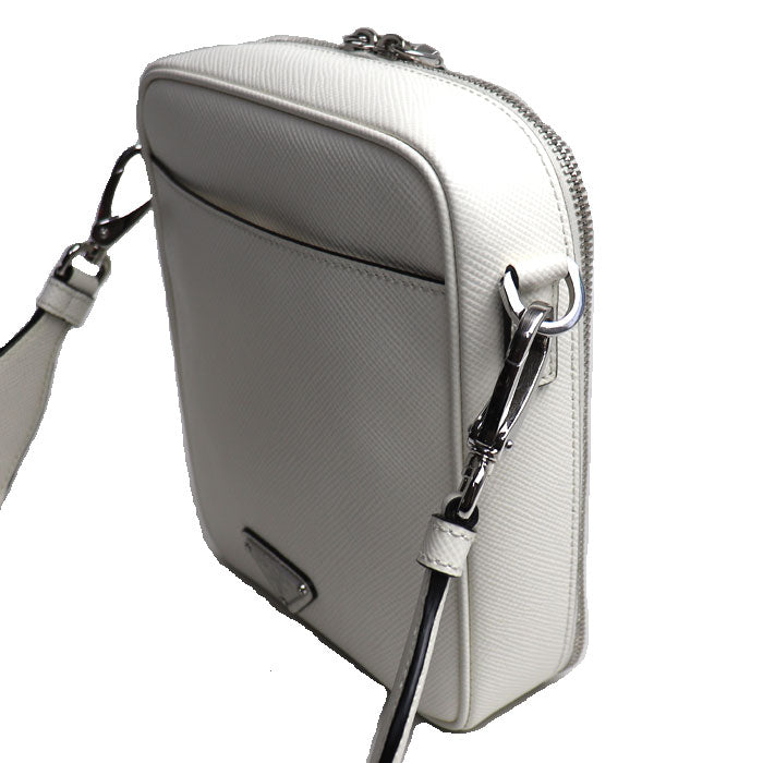 PRADA プラダ サフィアーノ 三角ロゴ ショルダーバッグ ホワイト 2VH154 メンズ【中古】