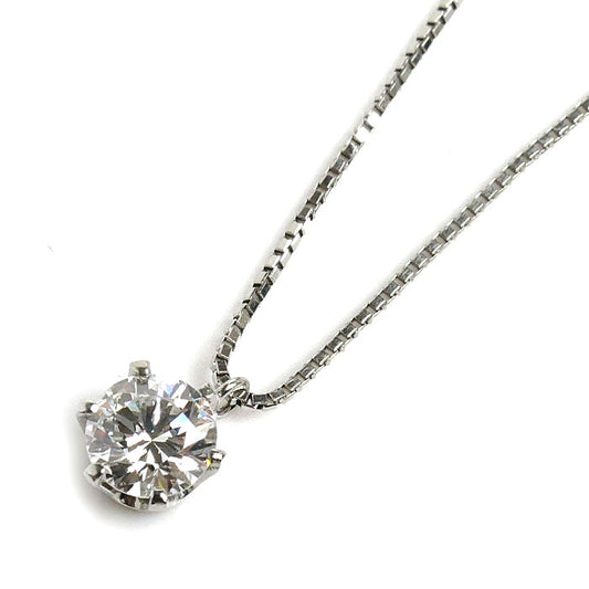 Pt900/850 一粒ダイヤ ネックレス ダイヤモンド0.529ct 3.0g ～45cm フリーチェーン レディース【中古】