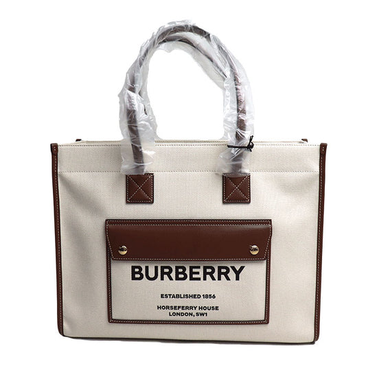 BURBERRY バーバリー ミディアム フレヤトート トートバッグ ナチュラル／タン 8044129 A1395 レディース【中古】【極美品】