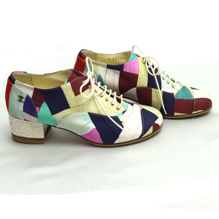 CHANEL シャネル レースアップ マルチカラー ヒールデザイン パンプス マルチカラー G31468 SIZE 35 1/2 C レディース【中古】