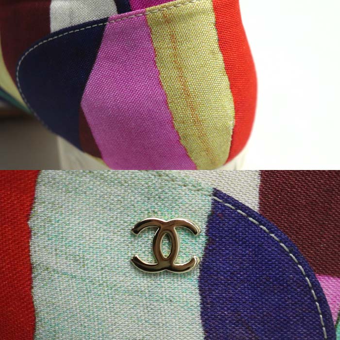 CHANEL シャネル レースアップ マルチカラー ヒールデザイン パンプス マルチカラー G31468 SIZE 35 1/2 C レディース【中古】