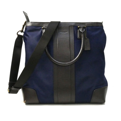 COACH コーチ ボンベ ナイロン ビジネス トート 2Wayショルダーバッグ ネイビー/ブラウン F71546 メンズ【中古】