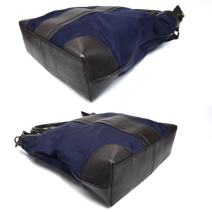 COACH コーチ ボンベ ナイロン ビジネス トート 2Wayショルダーバッグ ネイビー/ブラウン F71546 メンズ【中古】