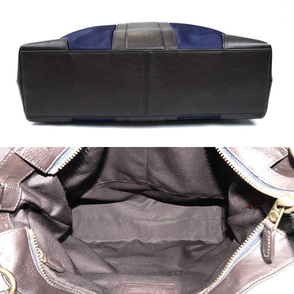 COACH コーチ ボンベ ナイロン ビジネス トート 2Wayショルダーバッグ ネイビー/ブラウン F71546 メンズ【中古】