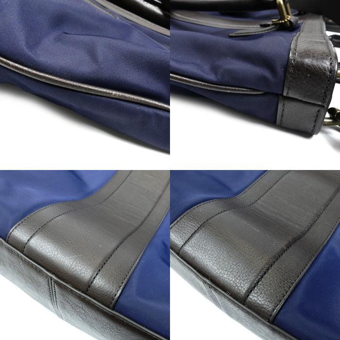 COACH コーチ ボンベ ナイロン ビジネス トート 2Wayショルダーバッグ ネイビー/ブラウン F71546 メンズ【中古】