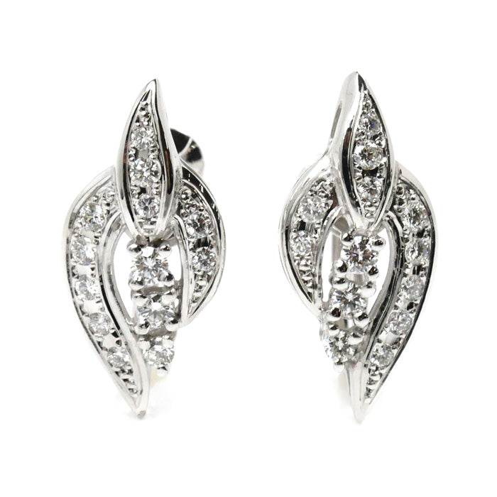 MIKIMOTO ミキモト K18WG ホワイトゴールド ダイヤ イヤリング ダイヤモンド0.23ct/0.23ct 6.1g ネジ式 レディース【中古】