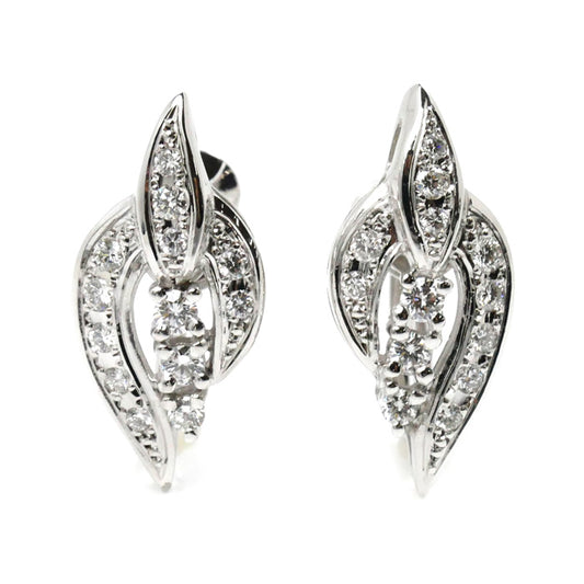 MIKIMOTO ミキモト K18WG ホワイトゴールド ダイヤ イヤリング ダイヤモンド0.23ct/0.23ct 6.1g ネジ式 レディース【中古】