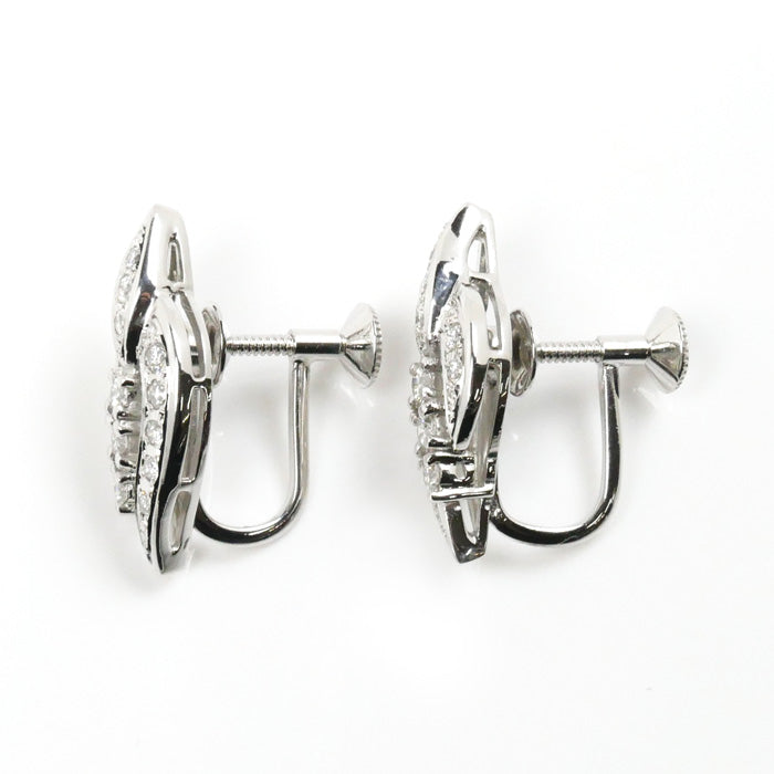 MIKIMOTO ミキモト K18WG ホワイトゴールド ダイヤ イヤリング ダイヤモンド0.23ct/0.23ct 6.1g ネジ式 レディース【中古】