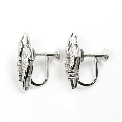 MIKIMOTO ミキモト K18WG ホワイトゴールド ダイヤ イヤリング ダイヤモンド0.23ct/0.23ct 6.1g ネジ式 レディース【中古】