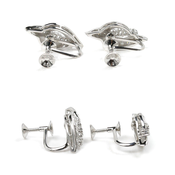 MIKIMOTO ミキモト K18WG ホワイトゴールド ダイヤ イヤリング ダイヤモンド0.23ct/0.23ct 6.1g ネジ式 レディース【中古】