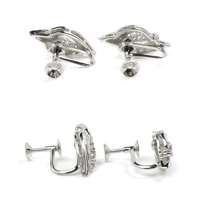 MIKIMOTO ミキモト K18WG ホワイトゴールド ダイヤ イヤリング ダイヤモンド0.23ct/0.23ct 6.1g ネジ式 レディース【中古】