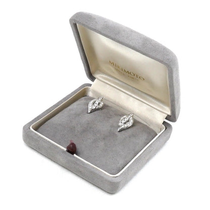 MIKIMOTO ミキモト K18WG ホワイトゴールド ダイヤ イヤリング ダイヤモンド0.23ct/0.23ct 6.1g ネジ式 レディース【中古】