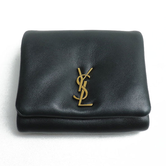 SAINT LAURENT サンローラン カリプソ コンパクトウォレット 三つ折り財布 ブラック 764000AACX71000 レディース【中古】