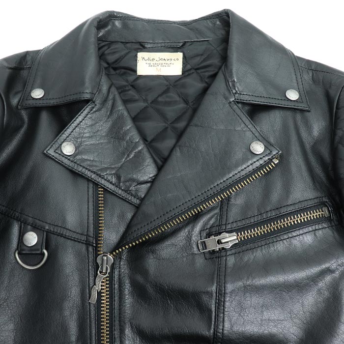 Nudie Jeans ヌーディージーンズ ダブル ライダースジャケット ブラック M メンズ【中古】