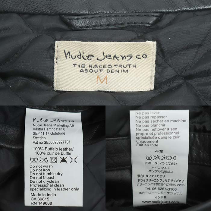 Nudie Jeans ヌーディージーンズ ダブル ライダースジャケット ブラック M メンズ【中古】