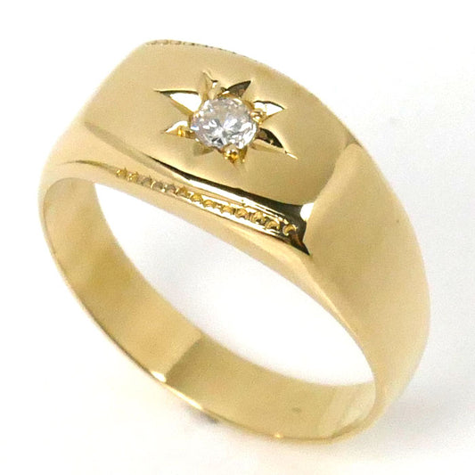 K18YG イエローゴールド ダイヤ リング・指輪 ダイヤモンド0.106ct 16.5号 7.2g メンズ【中古】