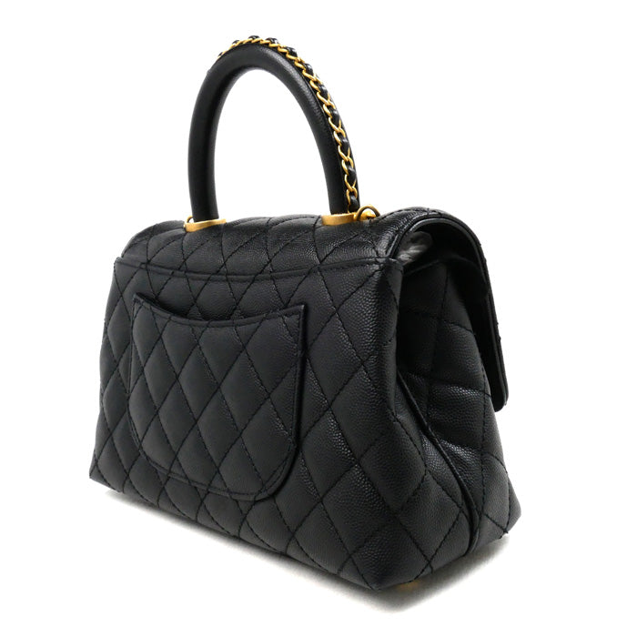 CHANEL シャネル トップハンドル フラップバッグ 2Wayショルダーバッグ ブラック A92990 レディース【中古】【美品】