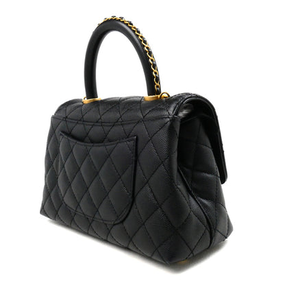 CHANEL シャネル トップハンドル フラップバッグ 2Wayショルダーバッグ ブラック A92990 レディース【中古】【美品】