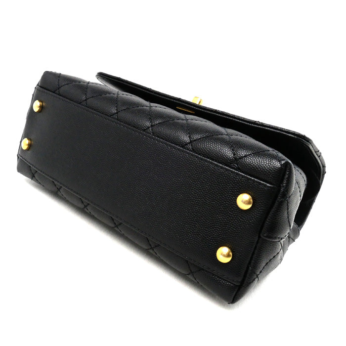 CHANEL シャネル トップハンドル フラップバッグ 2Wayショルダーバッグ ブラック A92990 レディース【中古】【美品】