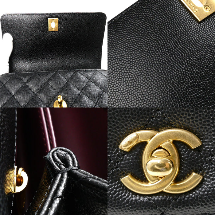 CHANEL シャネル トップハンドル フラップバッグ 2Wayショルダーバッグ ブラック A92990 レディース【中古】【美品】