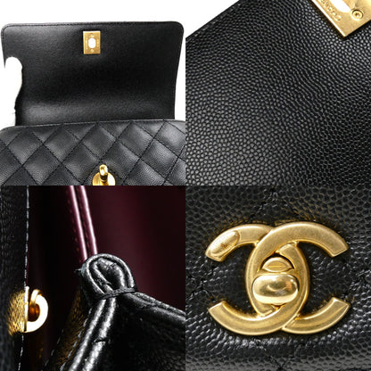 CHANEL シャネル トップハンドル フラップバッグ 2Wayショルダーバッグ ブラック A92990 レディース【中古】【美品】