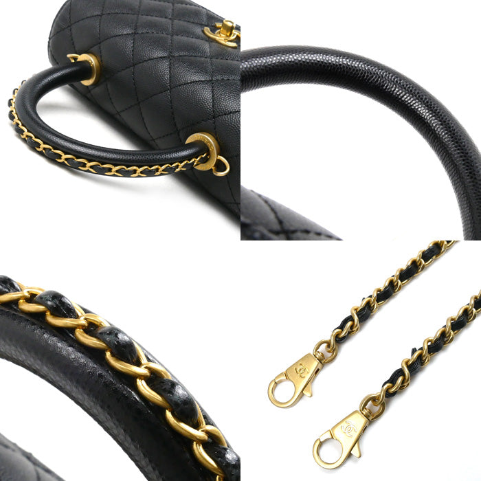 CHANEL シャネル トップハンドル フラップバッグ 2Wayショルダーバッグ ブラック A92990 レディース【中古】【美品】