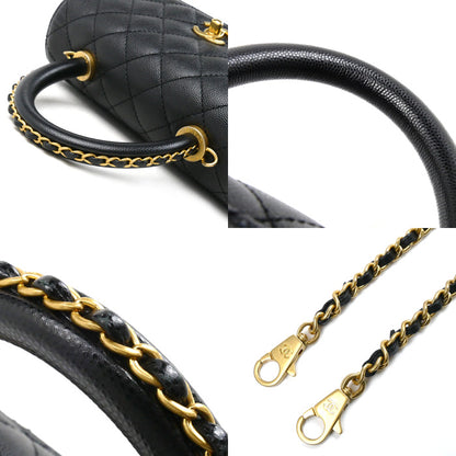 CHANEL シャネル トップハンドル フラップバッグ 2Wayショルダーバッグ ブラック A92990 レディース【中古】【美品】
