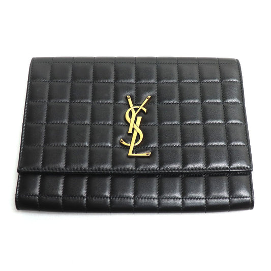 SAINT LAURENT PARIS サンローランパリ FLAP POUCH クラッチバッグ ブラック 759879 レディース【中古】【美品】