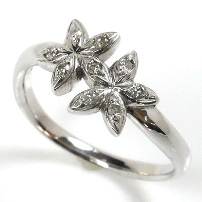 K18WG ホワイトゴールド ダイヤ リング・指輪 ダイヤモンド0.10ct 11号 3.3g フラワーモチーフ レディース【中古】【美品】