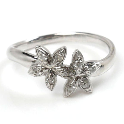 K18WG ホワイトゴールド ダイヤ リング・指輪 ダイヤモンド0.10ct 11号 3.3g フラワーモチーフ レディース【中古】【美品】