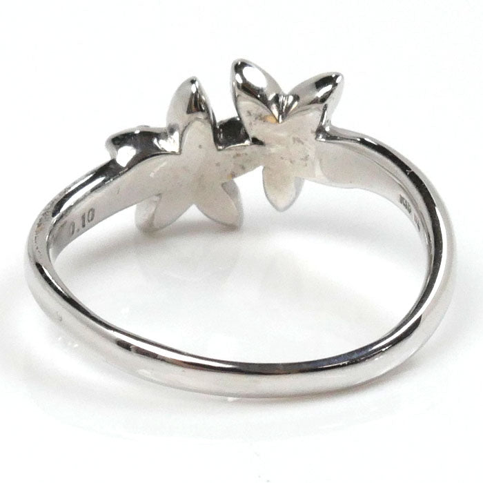 K18WG ホワイトゴールド ダイヤ リング・指輪 ダイヤモンド0.10ct 11号 3.3g フラワーモチーフ レディース【中古】【美品】