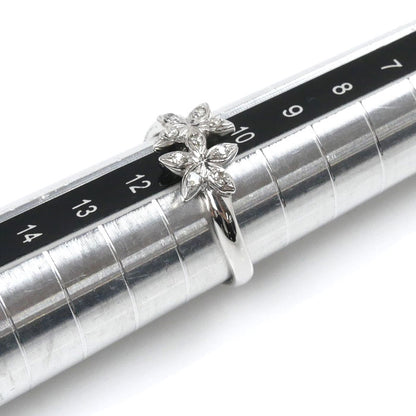 K18WG ホワイトゴールド ダイヤ リング・指輪 ダイヤモンド0.10ct 11号 3.3g フラワーモチーフ レディース【中古】【美品】