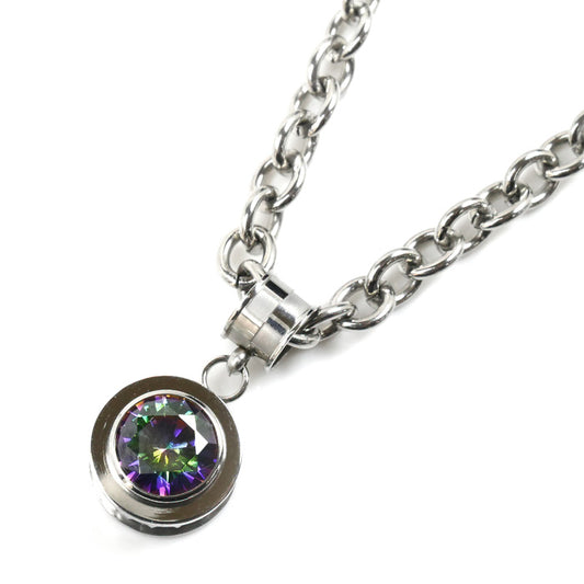 SCOMMAG 316L ステンレス ネックレス 20.8g 50cm ミスティックキュービックジルコニア ユニセックス【中古】