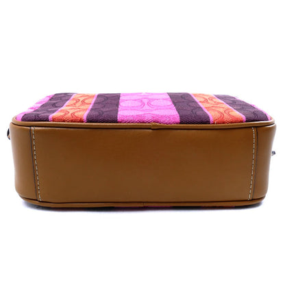 COACH コーチ シグネチャー ストライプ ミニカメラバッグ ショルダーバッグ マルチカラー C4222 ジャガード スムースレザー レディース【中古】