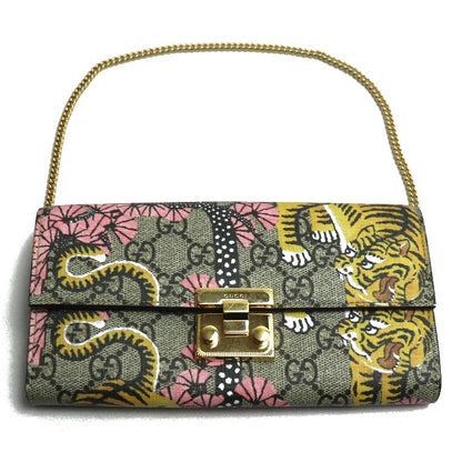 GUCCI グッチ GGスプリーム チェーンウォレット ベンガルトラ/桜柄 長財布 マルチカラー 453506 レディース【中古】【美品】