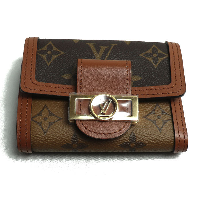 LOUIS VUITTON ルイ・ヴィトン ポルトフォイユドーフィーヌ コンパクト 三つ折り財布 モノグラムリバース ブラウン M68725 ICチップ レディース【未使用】【買取品】