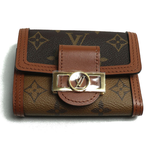 LOUIS VUITTON ルイ・ヴィトン ポルトフォイユドーフィーヌ コンパクト 三つ折り財布 モノグラムリバース ブラウン M68725 ICチップ レディース【未使用】【買取品】